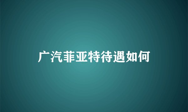 广汽菲亚特待遇如何