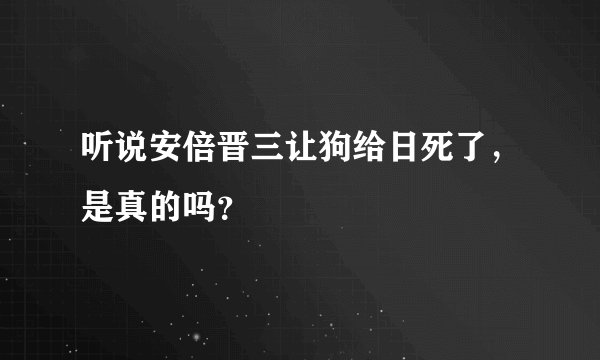 听说安倍晋三让狗给日死了，是真的吗？