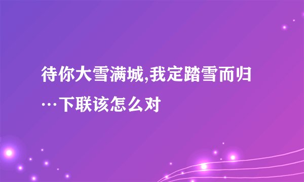 待你大雪满城,我定踏雪而归…下联该怎么对