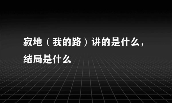 寂地（我的路）讲的是什么，结局是什么