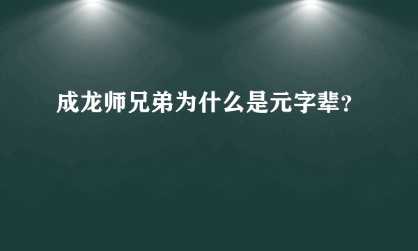 成龙师兄弟为什么是元字辈？