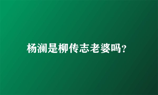 杨澜是柳传志老婆吗？