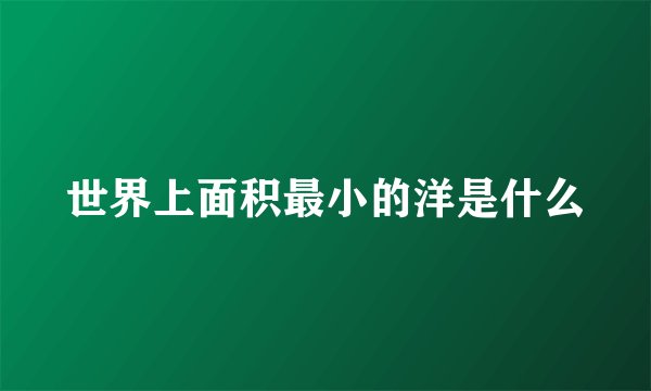 世界上面积最小的洋是什么