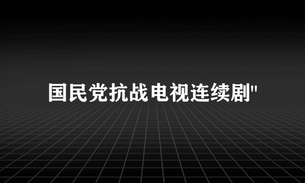 国民党抗战电视连续剧