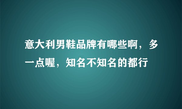意大利男鞋品牌有哪些啊,多一点喔,知名不知名的都行