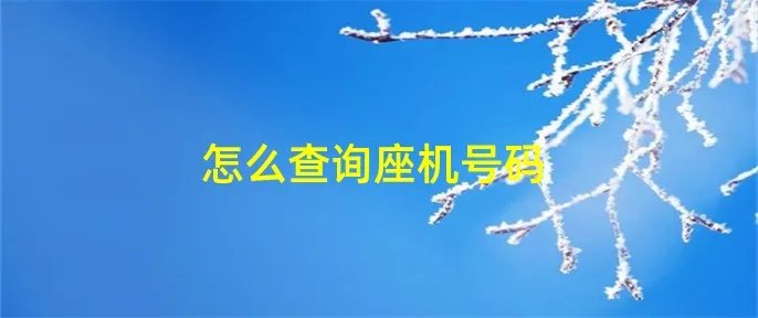 怎么查询座机号码