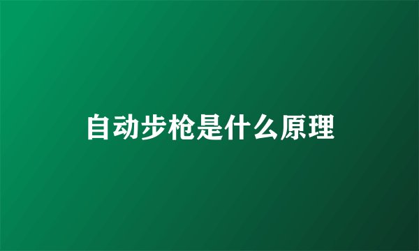 自动步枪是什么原理