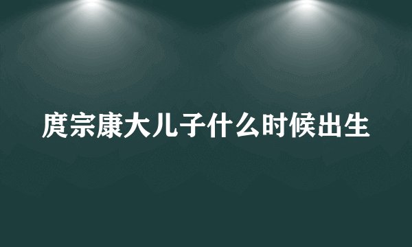 庹宗康大儿子什么时候出生