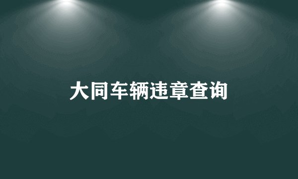 大同车辆违章查询