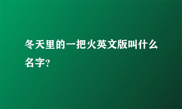 冬天里的一把火英文版叫什么名字?