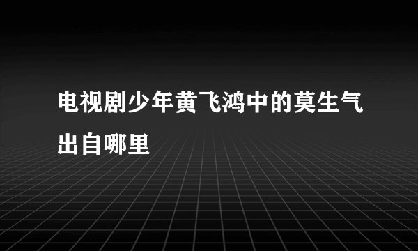 电视剧少年黄飞鸿中的莫生气出自哪里