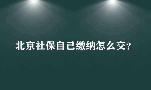 北京社保自己缴纳怎么交?