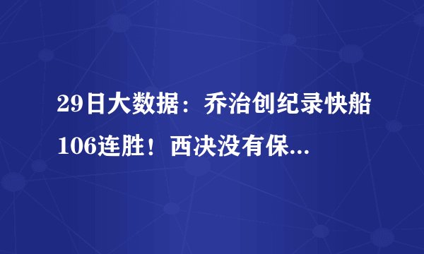 29日大数据:乔治创纪录快船106连胜!西决没有保罗的太阳更好?