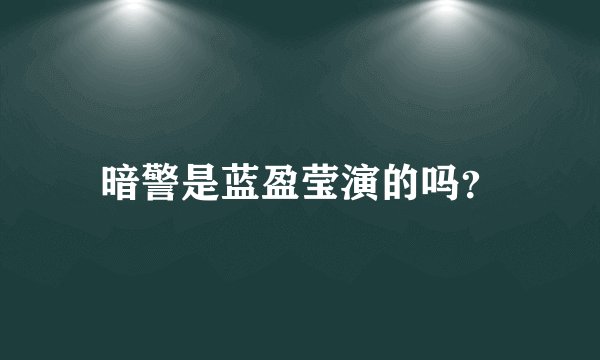 暗警是蓝盈莹演的吗？