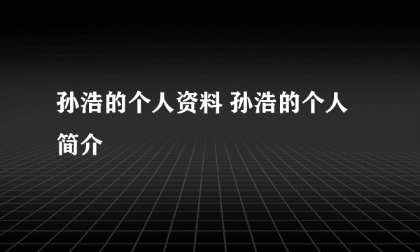 孙浩的个人资料 孙浩的个人简介