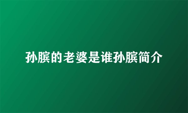 孙膑的老婆是谁孙膑简介