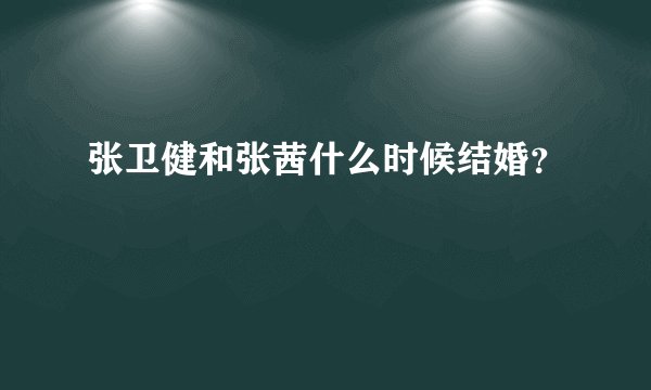 张卫健和张茜什么时候结婚？