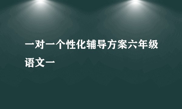 一对一个性化辅导方案六年级语文一