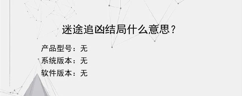 迷途追凶结局什么意思？