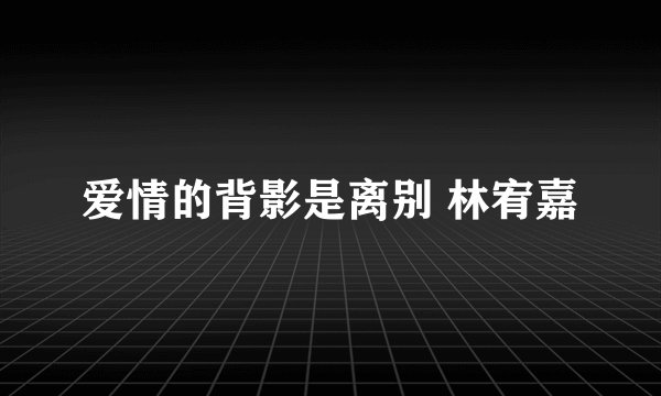 爱情的背影是离别 林宥嘉