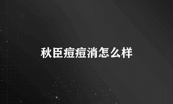 秋臣痘痘消怎么样