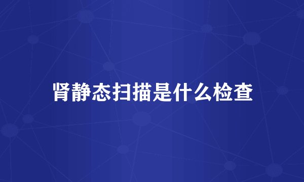 肾静态扫描是什么检查