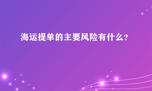 海运提单的主要风险有什么？