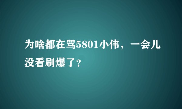 为啥都在骂5801小伟，一会儿没看刷爆了？