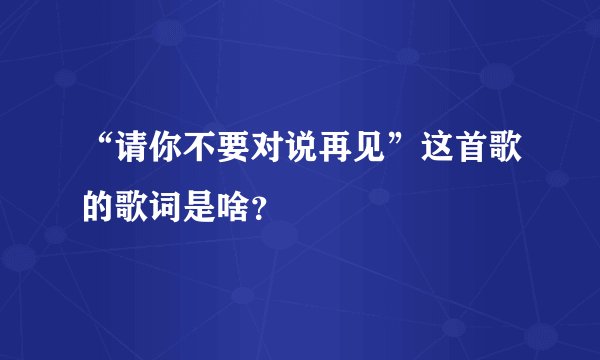 “请你不要对说再见”这首歌的歌词是啥？