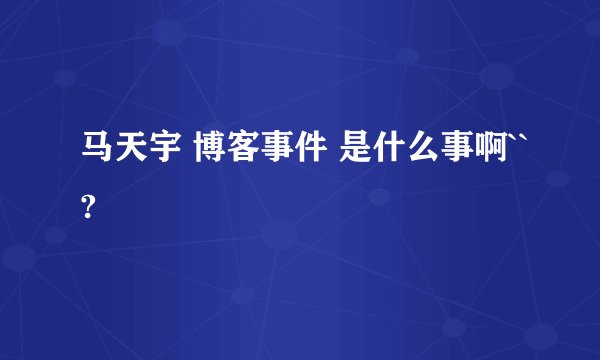 马天宇 博客事件 是什么事啊``?