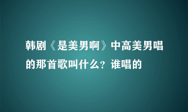 韩剧《是美男啊》中高美男唱的那首歌叫什么？谁唱的
