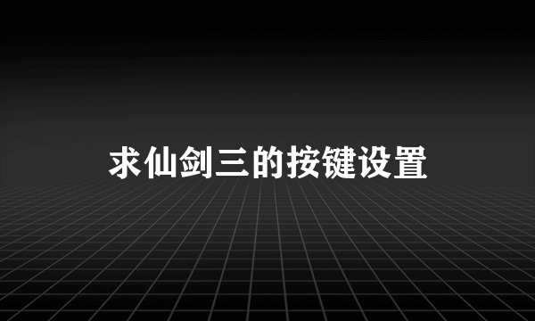 求仙剑三的按键设置
