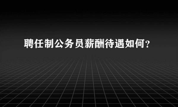 聘任制公务员薪酬待遇如何？