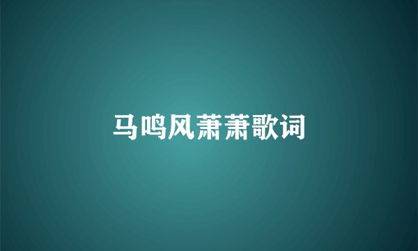 马鸣风萧萧歌词