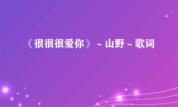 《很很很爱你》～山野～歌词