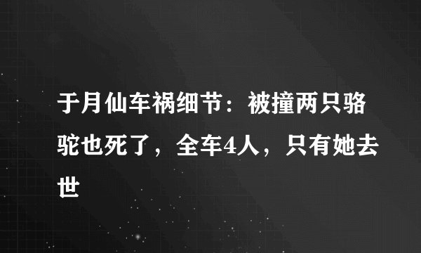 于月仙车祸细节：被撞两只骆驼也死了，全车4人，只有她去世