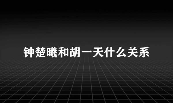 钟楚曦和胡一天什么关系