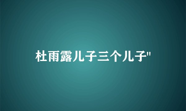 杜雨露儿子三个儿子