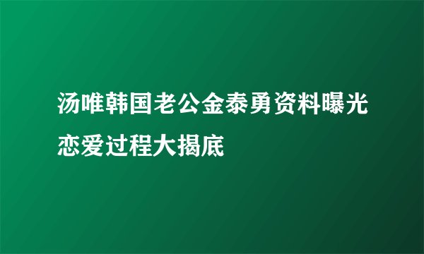 汤唯韩国老公金泰勇资料曝光恋爱过程大揭底