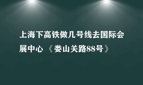 上海下高铁做几号线去国际会展中心 《娄山关路88号》