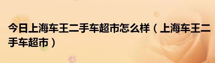 今日上海车王二手车超市怎么样（上海车王二手车超市）