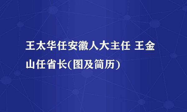 王太华任安徽人大主任 王金山任省长(图及简历)