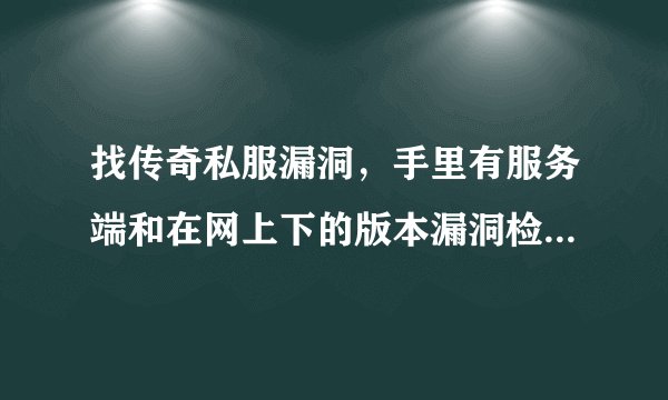 找传奇私服漏洞，手里有服务端和在网上下的版本漏洞检测工具了，具体找出的漏洞要怎么去实验？
