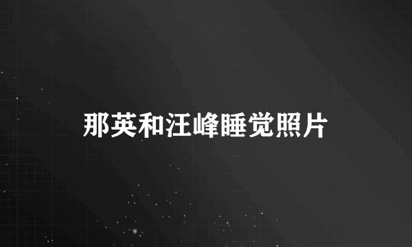 那英和汪峰睡觉照片