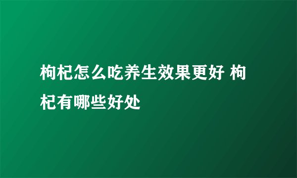 枸杞怎么吃养生效果更好 枸杞有哪些好处