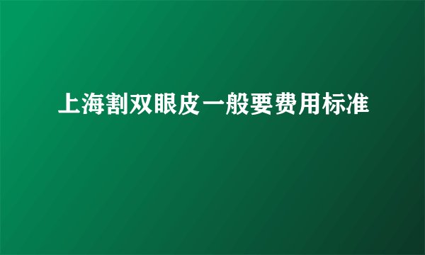上海割双眼皮一般要费用标准