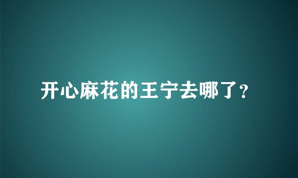 开心麻花的王宁去哪了？