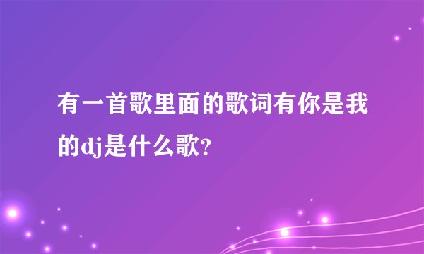 有一首歌里面的歌词有你是我的dj是什么歌?