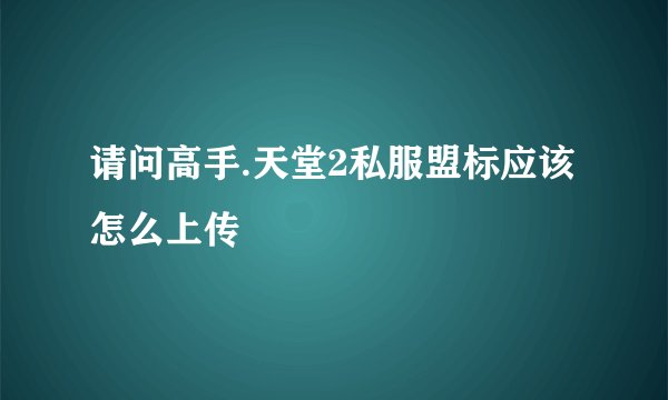 请问高手.天堂2私服盟标应该怎么上传