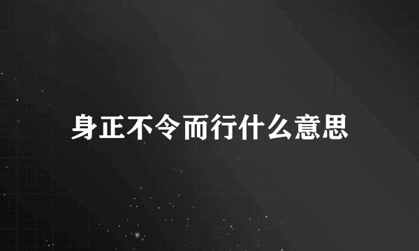 身正不令而行什么意思